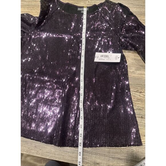 Bold Elements Size Large Purple Sequined Arm Cutout Blouse Top. NWT. Z - Picture 8 of 8